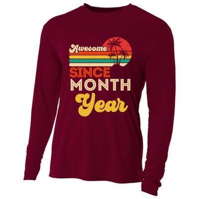 Vintage Awesome Since Customize Month And Year Birthday Cooling Performance Long Sleeve Crew