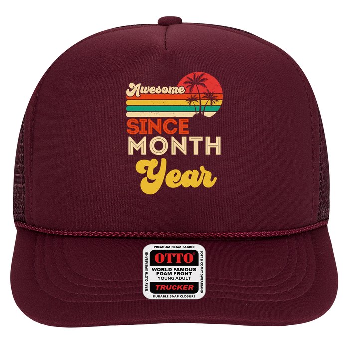 Vintage Awesome Since Customize Month And Year Birthday Trucker Hat