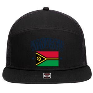 Vanuatu Athletic Souvenir Flag Gift 7 Panel Mesh Trucker Snapback Hat