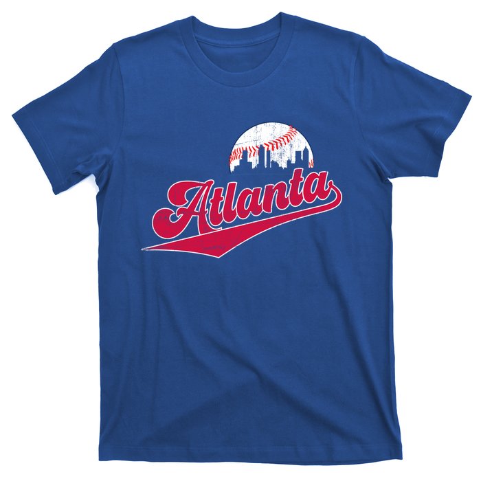 Vintage Atlanta Skyline Retro Game Day Baseball Gift T-Shirt