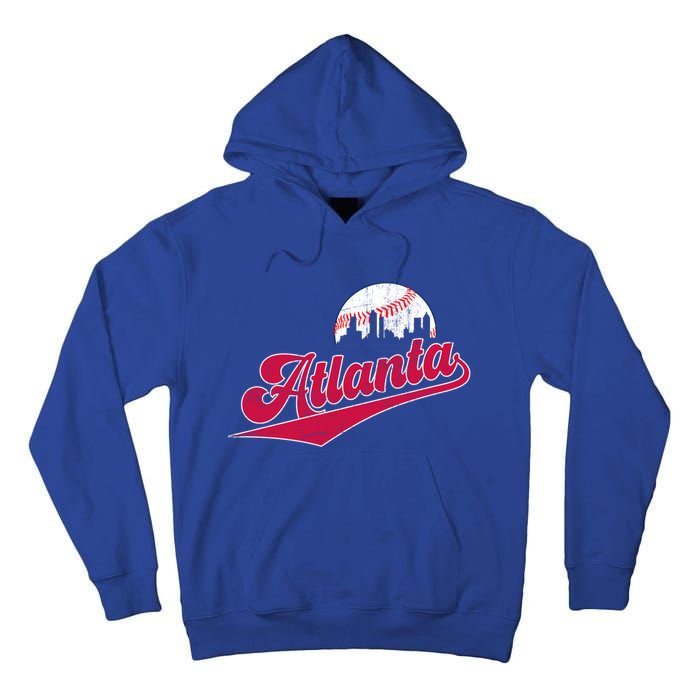 Vintage Atlanta Skyline Retro Game Day Baseball Gift Tall Hoodie