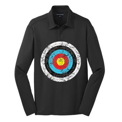 Vintage Archery Target Prank Bulls Eye Funny Prank Gift Silk Touch Performance Long Sleeve Polo