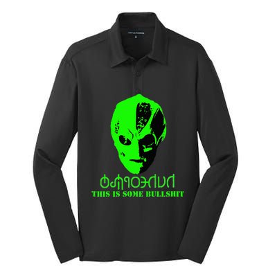 Vanderspeigle Alien This Some Bullshit Funny Silk Touch Performance Long Sleeve Polo