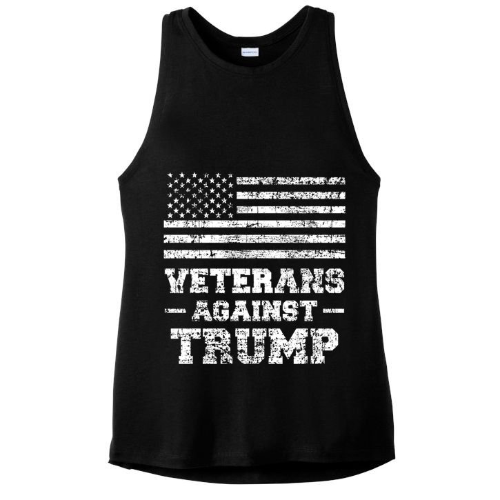 Veterans Against Trump Military Vet Anti Trump Flag Gift Funny Gift Ladies PosiCharge Tri-Blend Wicking Tank