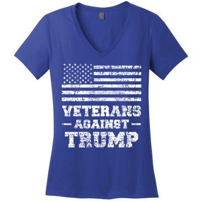 Veterans Against Trump Military Vet Anti Trump Flag Gift Funny Gift Women's V-Neck T-Shirt