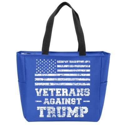 Veterans Against Trump Military Vet Anti Trump Flag Gift Funny Gift Zip Tote Bag