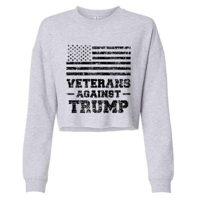 Veterans Against Trump Military Vet Anti Trump Flag Gift Funny Gift Cropped Pullover Crew