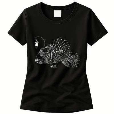 Vintage Angus The Anglerfish Skeleton Cottagecore Aesthetic Womens T-Shirt