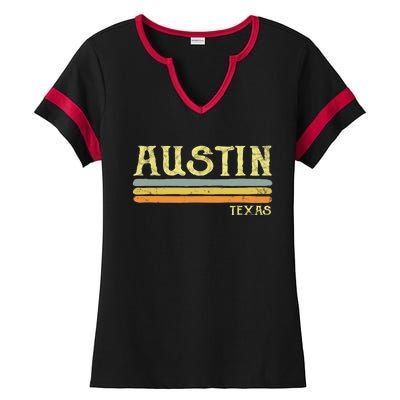 Vintage Austin Texas Tx Cute Gift Retro Love Gift Souvenir Ladies Halftime Notch Neck Tee