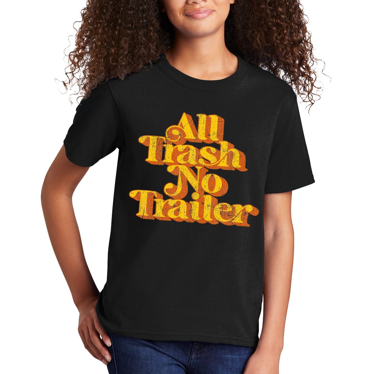 Vintage All Trash No Trailer Funny Country Pride Retro 70S Kids T-Shirt