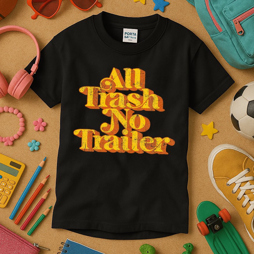 Vintage All Trash No Trailer Funny Country Pride Retro 70S Kids T-Shirt