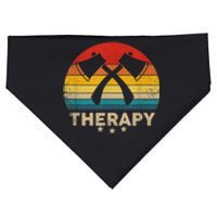 Vintage Axe Throwing Therapy Silhouette Retro Sunset USA-Made Doggie Bandana