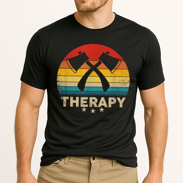 Vintage Axe Throwing Therapy Silhouette Retro Sunset Cooling Performance Crew T-Shirt