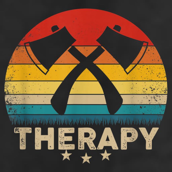 Vintage Axe Throwing Therapy Silhouette Retro Sunset Beanie