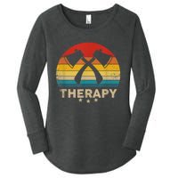 Vintage Axe Throwing Therapy Silhouette Retro Sunset Women's Perfect Tri Tunic Long Sleeve Shirt