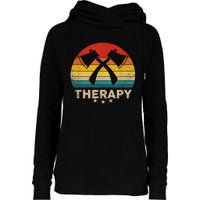 Vintage Axe Throwing Therapy Silhouette Retro Sunset Womens Funnel Neck Pullover Hood