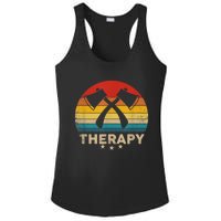 Vintage Axe Throwing Therapy Silhouette Retro Sunset Ladies PosiCharge Competitor Racerback Tank