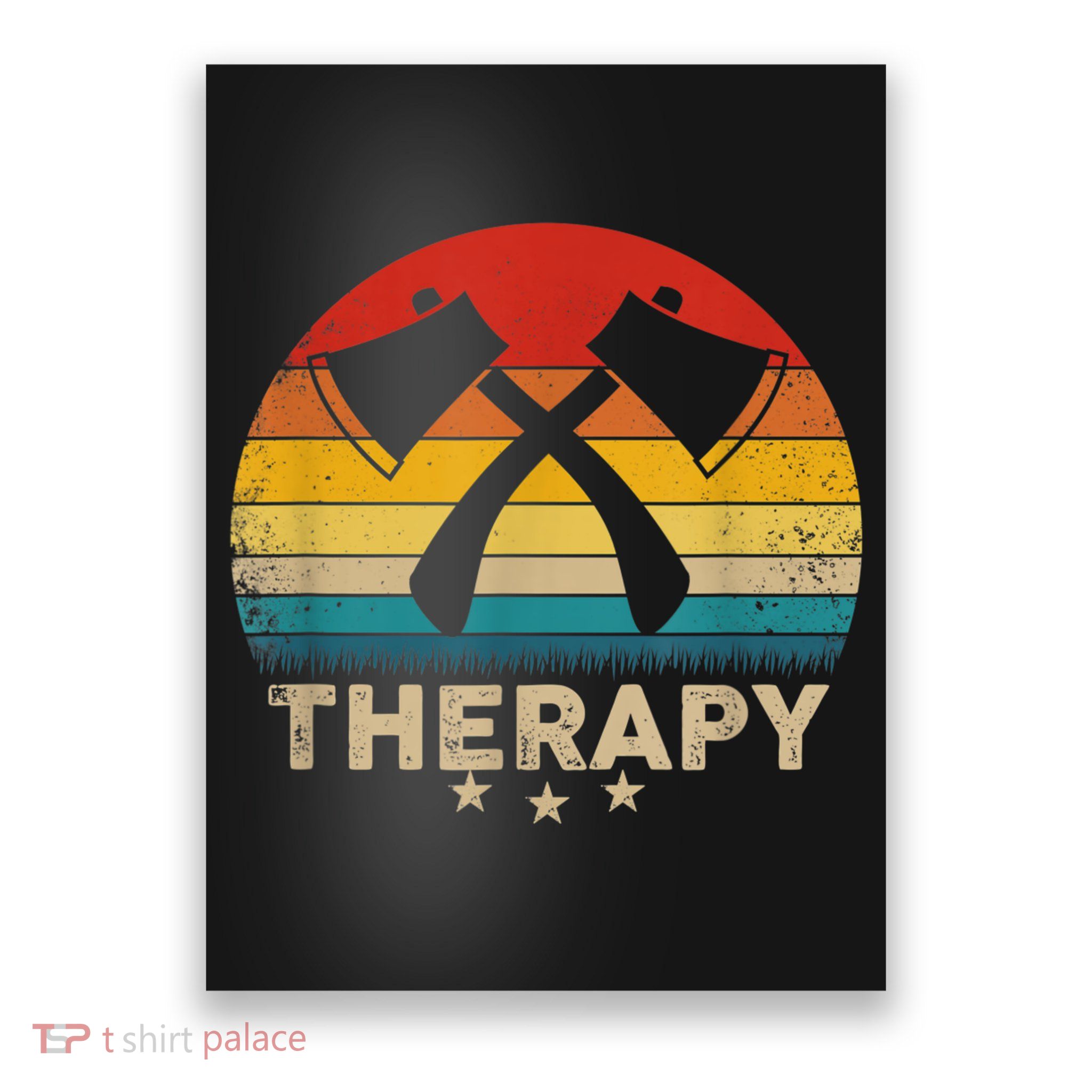 Vintage Axe Throwing Therapy Silhouette Retro Sunset Poster