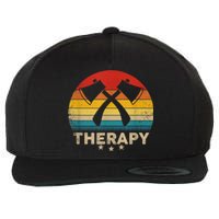 Vintage Axe Throwing Therapy Silhouette Retro Sunset Wool Snapback Cap