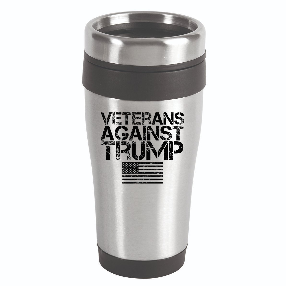 Veterans Against Trump Vintage Patriotic Flag Protest 16oz Travel Tumbler