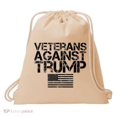 Veterans Against Trump Vintage Patriotic Flag Protest Drawstring Bag