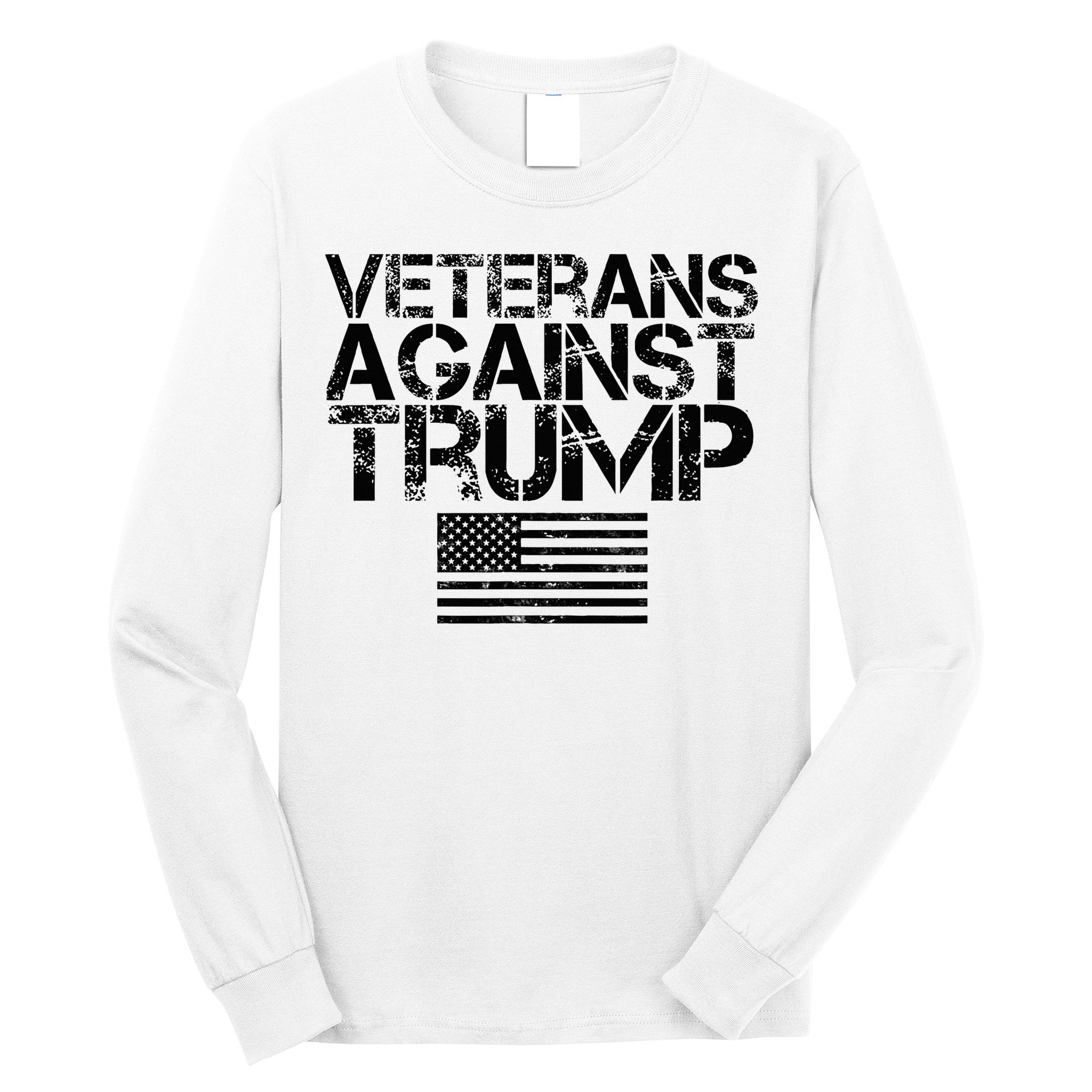 Veterans Against Trump Vintage Patriotic Flag Protest Long Sleeve Shirt
