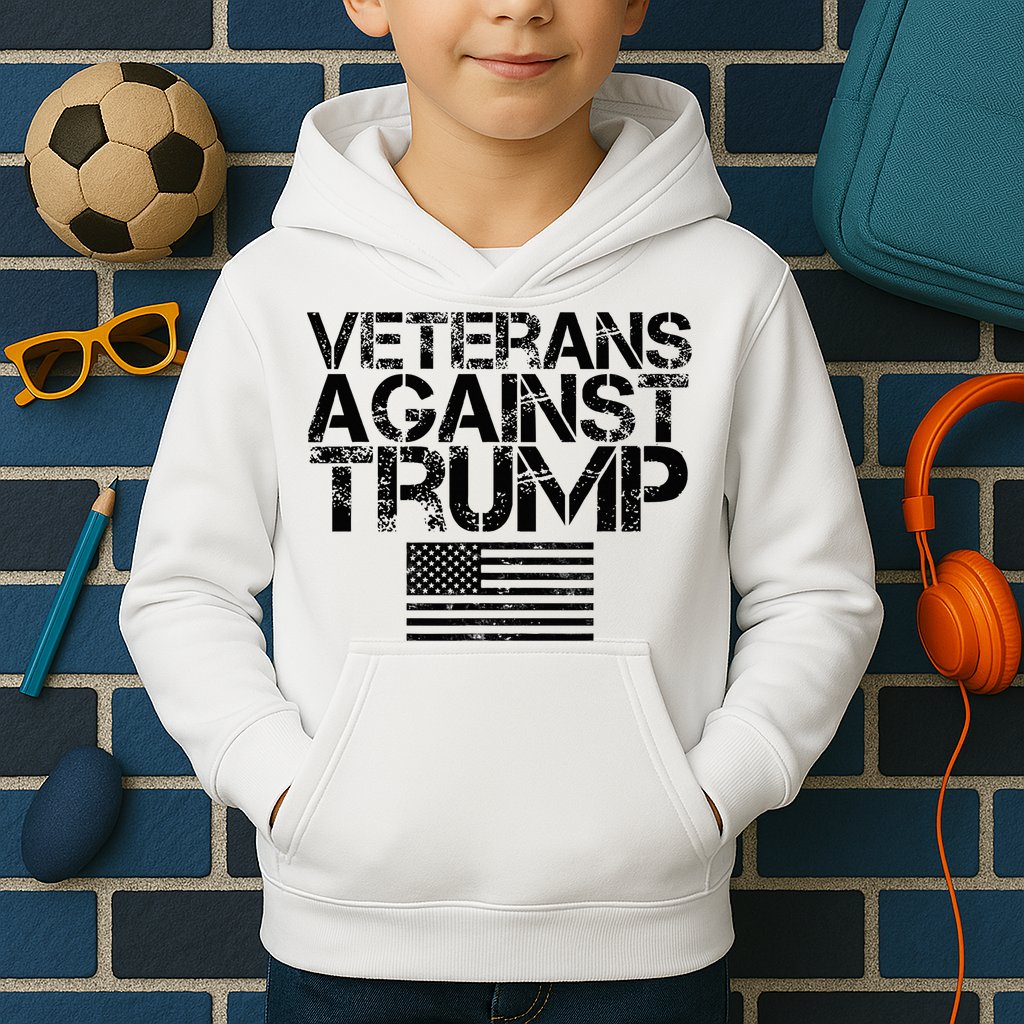 Veterans Against Trump Vintage Patriotic Flag Protest Kids Hoodie