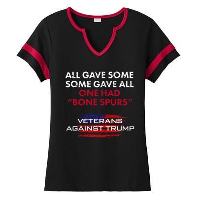 Veterans Anti Trump Draft Dodger Bone Spurs For Vets Ladies Halftime Notch Neck Tee