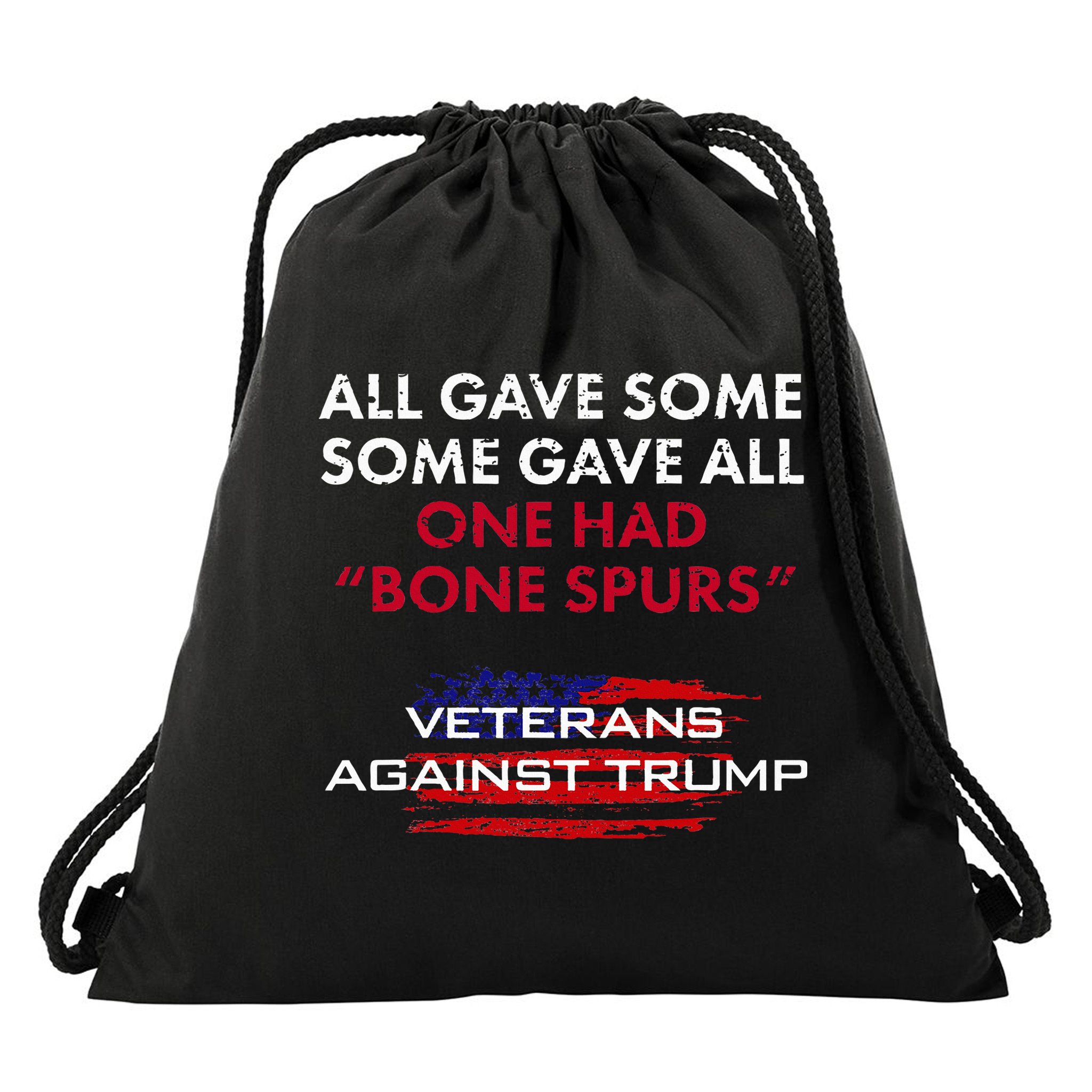 Veterans Anti Trump Draft Dodger Bone Spurs For Vets Drawstring Bag