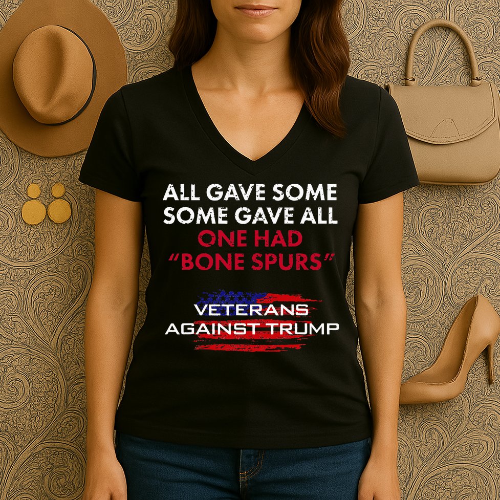 Veterans Anti Trump Draft Dodger Bone Spurs For Vets Women's V-Neck T-Shirt