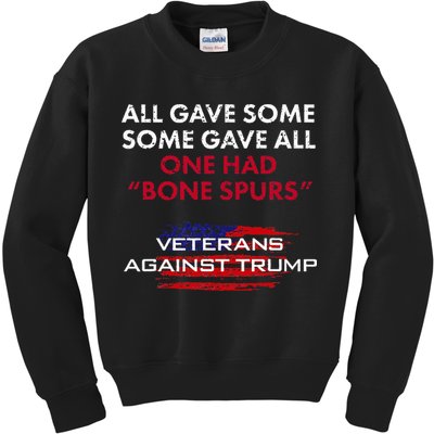Veterans Anti Trump Draft Dodger Bone Spurs For Vets Kids Sweatshirt