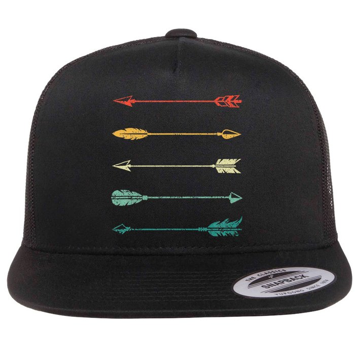 Vintage Arrow Traditional Archery Arrows Bow Hunting Retro Flat Bill Trucker Hat