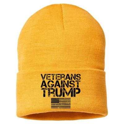 Veterans Against Trump Vintage Patriotic Flag Protest Sustainable Knit Beanie