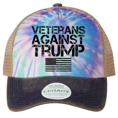 Veterans Against Trump Vintage Patriotic Flag Protest Legacy Tie Dye Trucker Hat