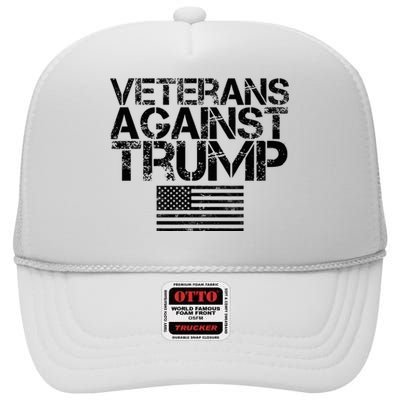 Veterans Against Trump Vintage Patriotic Flag Protest High Crown Mesh Back Trucker Hat