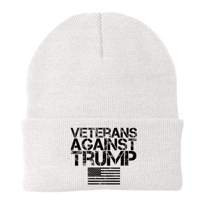 Veterans Against Trump Vintage Patriotic Flag Protest Knit Cap Winter Beanie