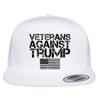 Veterans Against Trump Vintage Patriotic Flag Protest Flat Bill Trucker Hat