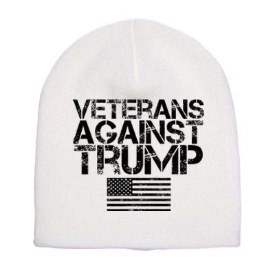 Veterans Against Trump Vintage Patriotic Flag Protest Short Acrylic Beanie