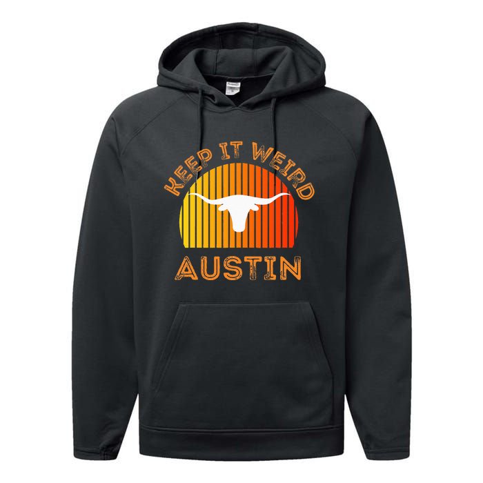 Vintage Austin TX Distressed Keep It Weird Texas Performance Fleece Hoodie