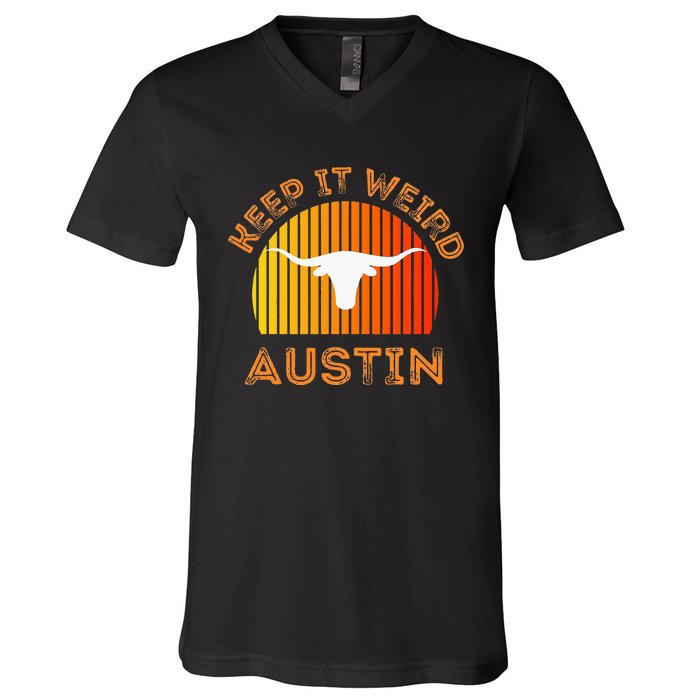 Vintage Austin TX Distressed Keep It Weird Texas V-Neck T-Shirt