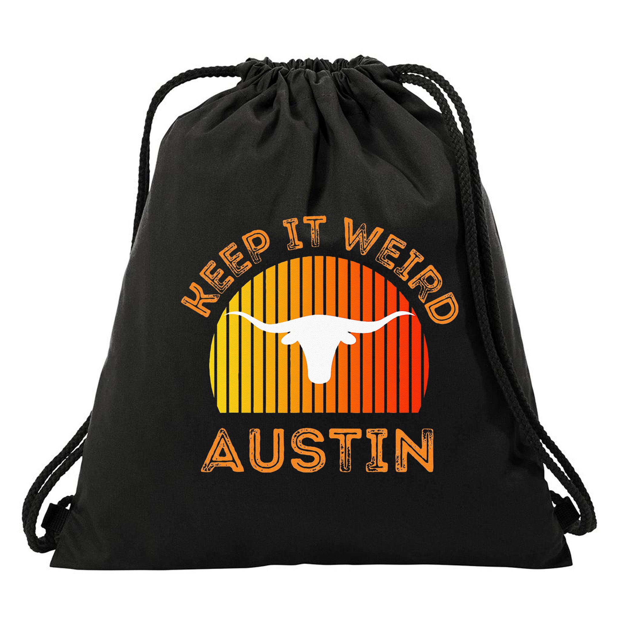 Vintage Austin TX Distressed Keep It Weird Texas Drawstring Bag