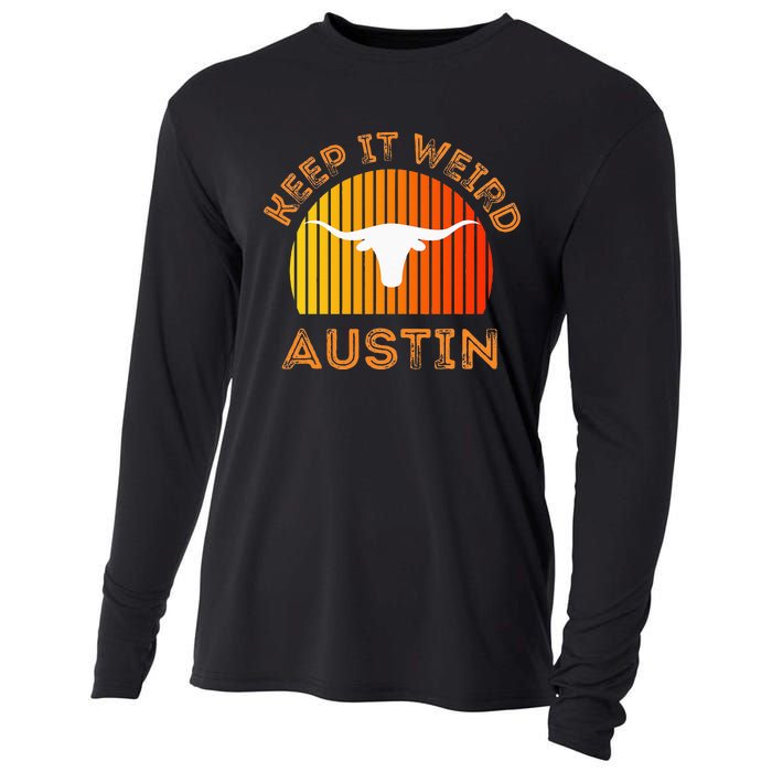 Vintage Austin TX Distressed Keep It Weird Texas Cooling Performance Long Sleeve Crew