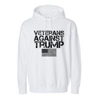 Veterans Against Trump Vintage Patriotic Flag Protest Garment-Dyed Fleece Hoodie