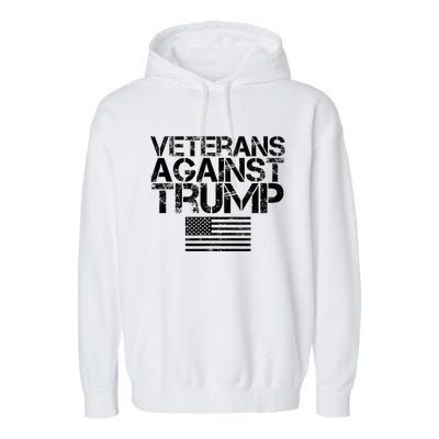 Veterans Against Trump Vintage Patriotic Flag Protest Garment-Dyed Fleece Hoodie