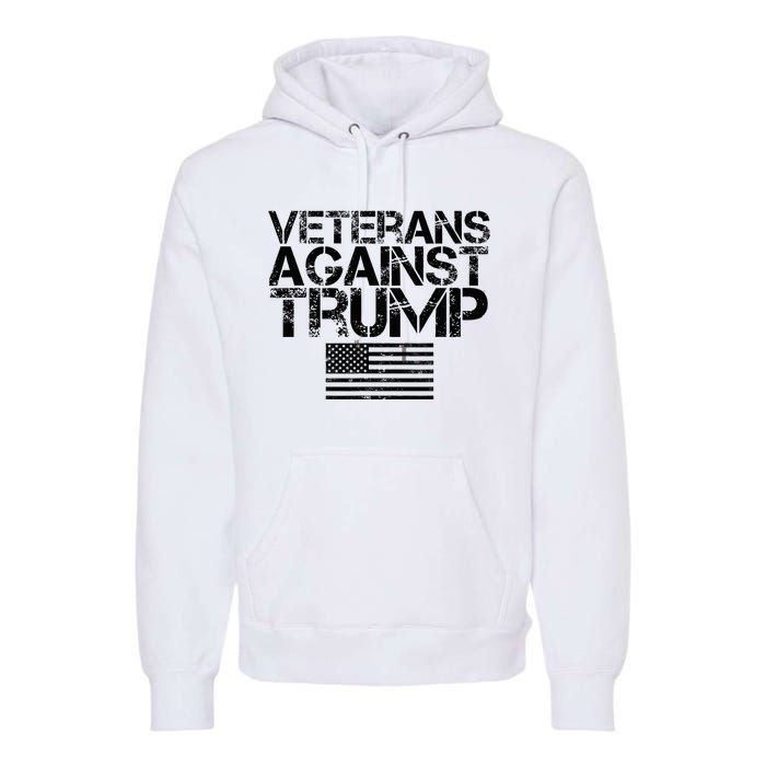 Veterans Against Trump Vintage Patriotic Flag Protest Premium Hoodie