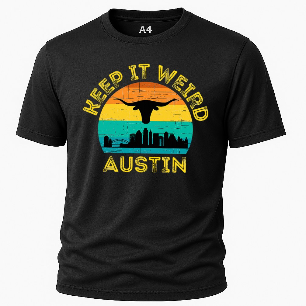 Vintage Austin Texas Keep It Weird Sunset Cooling Performance Crew T-Shirt