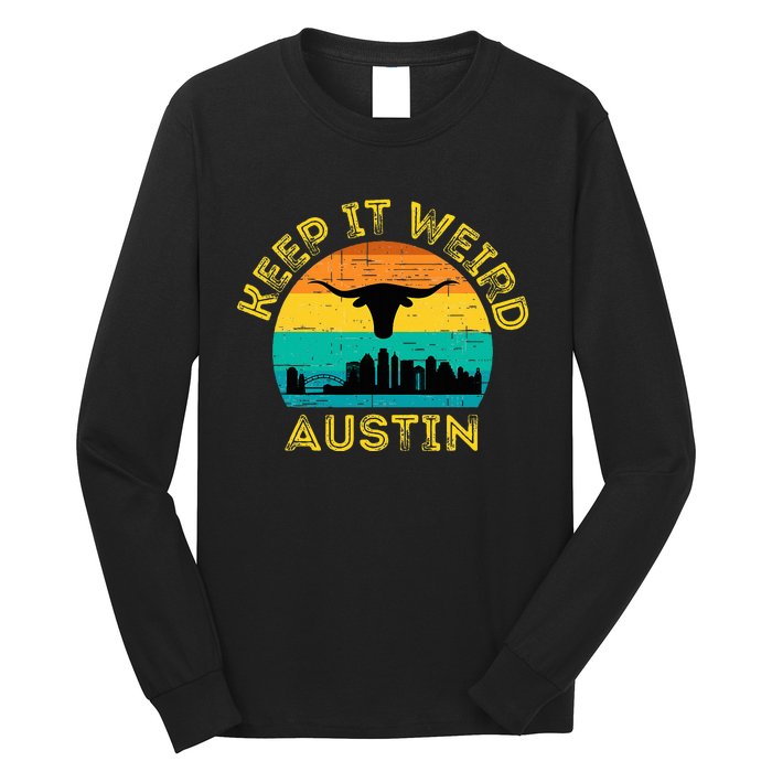 Vintage Austin Texas Keep It Weird Sunset Long Sleeve Shirt