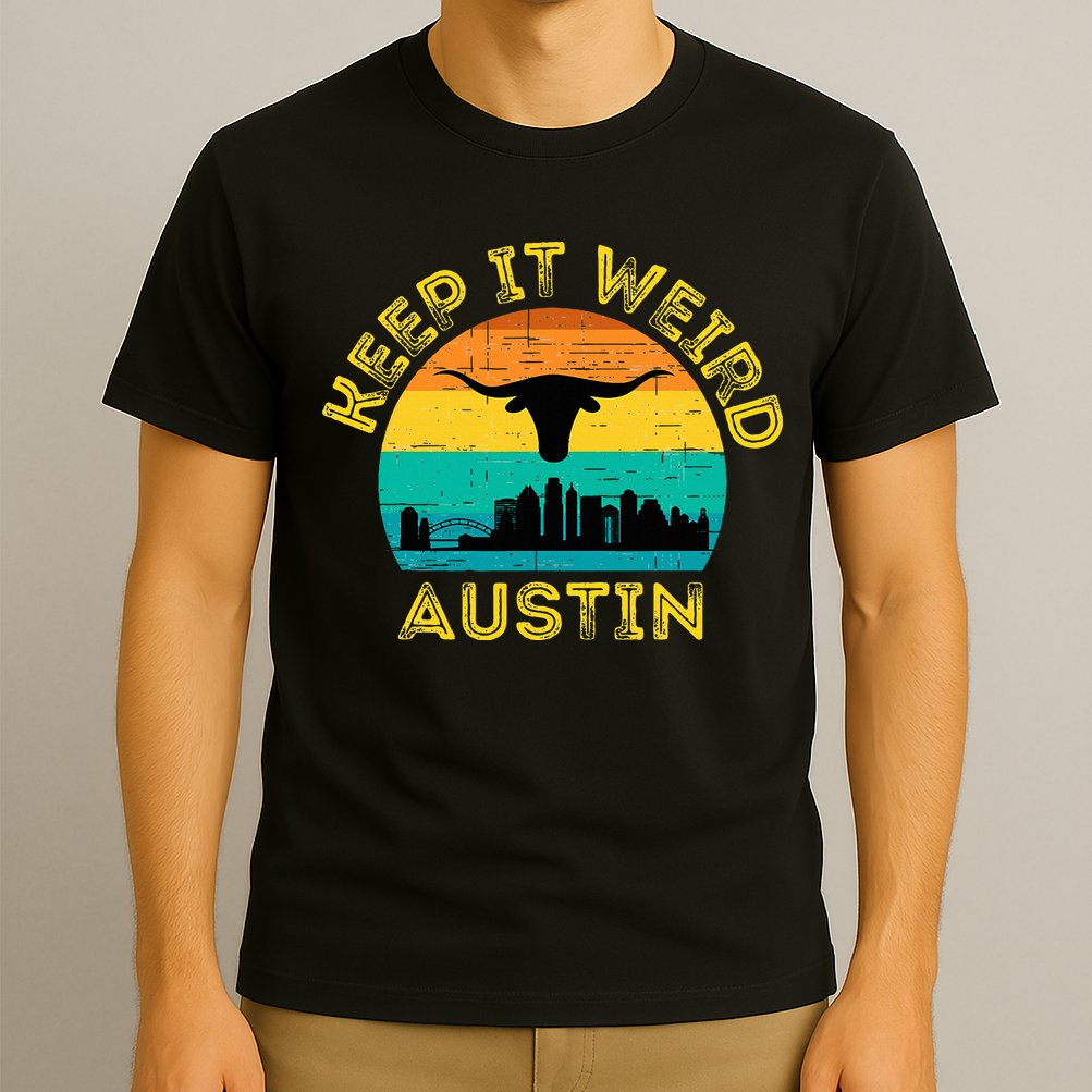 Vintage Austin Texas Keep It Weird Sunset T-Shirt