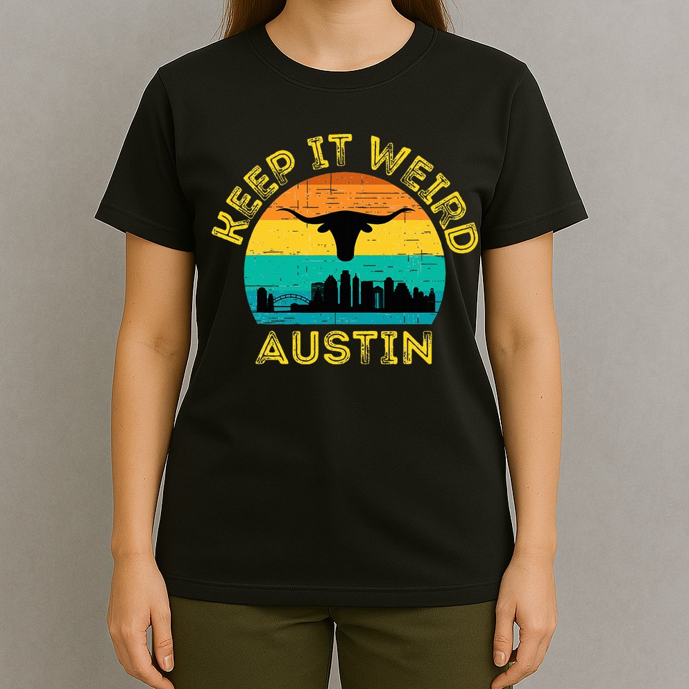 Vintage Austin Texas Keep It Weird Sunset T-Shirt