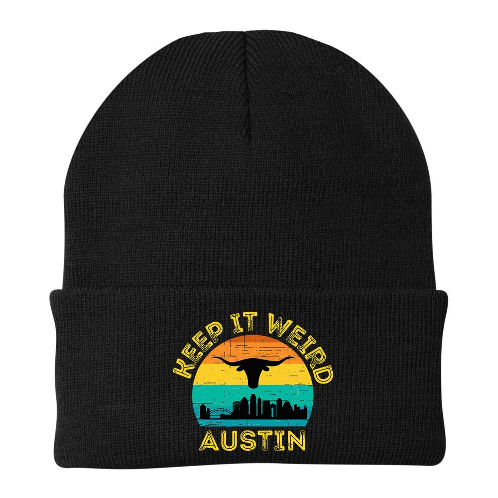 Vintage Austin Texas Keep It Weird Sunset Beanie